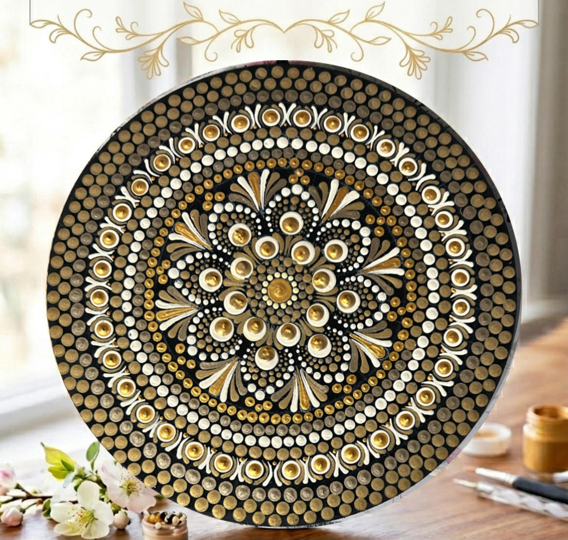 Golden Eclipse Artisan Dot Mandala